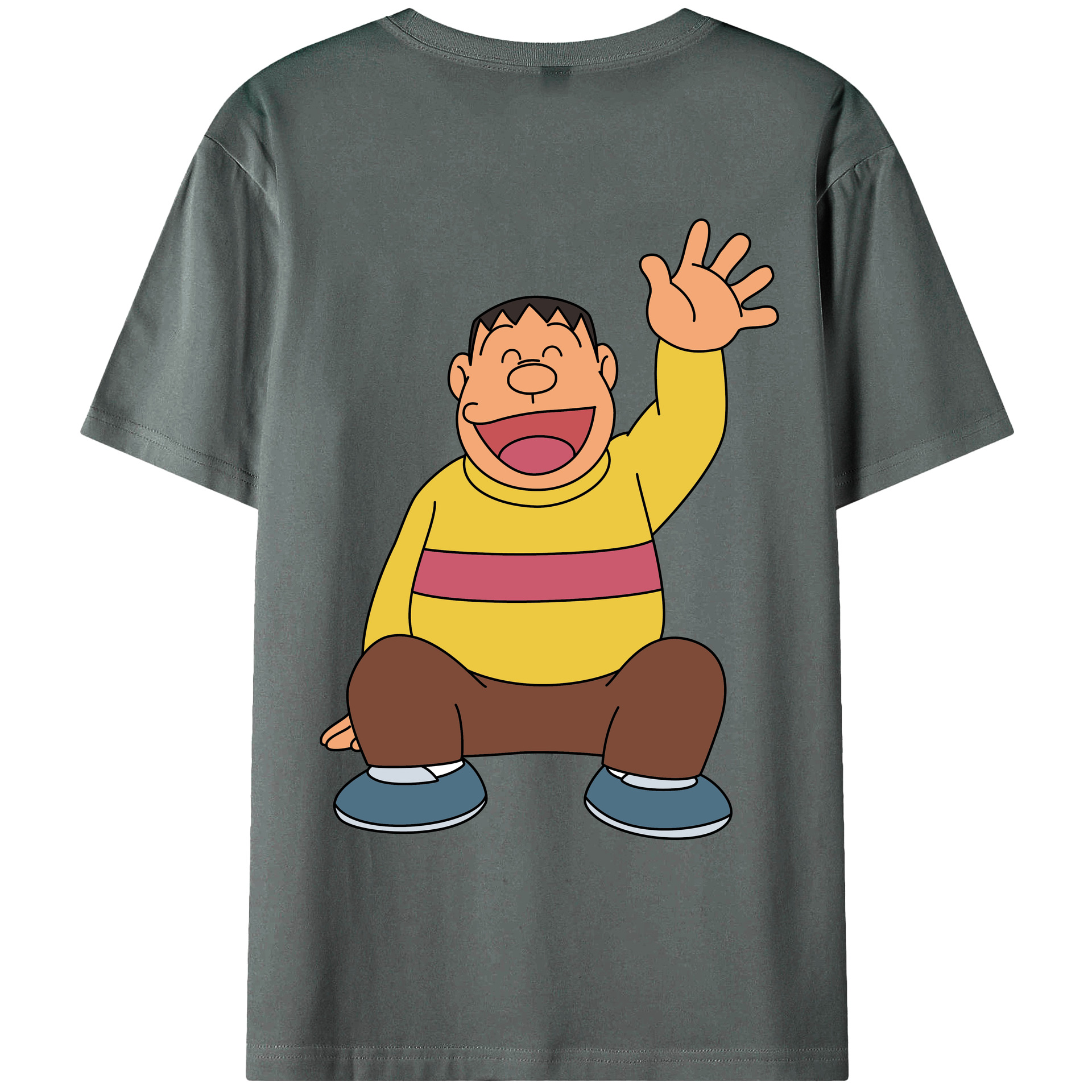 （画像用） ドラえもん 剛田武 Doraemon Gouta Takeshi 綿100％ メンズ半袖Tシャツ（バックプリント） 通気性